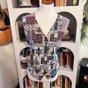 Bobbie Brooks Womens Vintage Tapestry Christmas Santa Vest Sz M‎ 90s Grandma